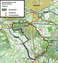 Kaart van de rondwandeling vanaf station Ommen
