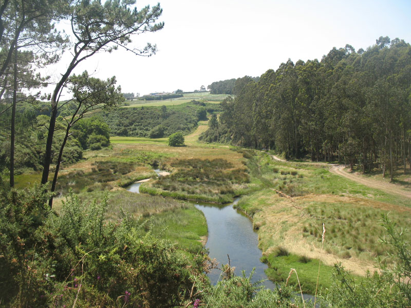 Rivier, die op Playa de Frexulfe uitkomt