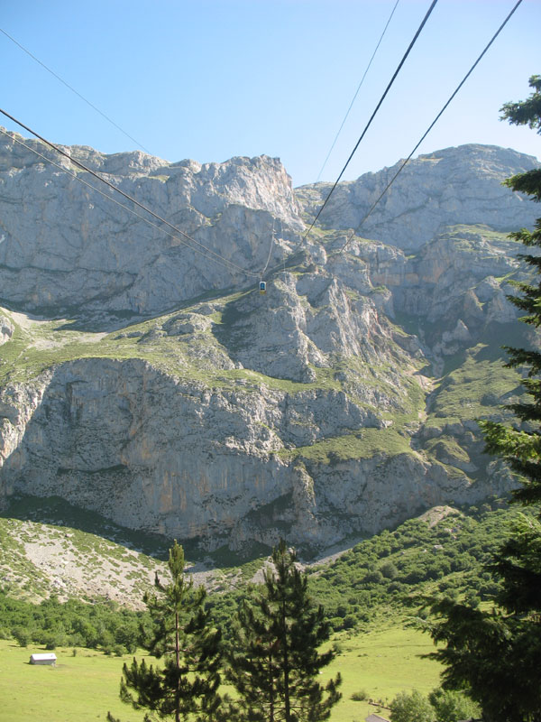 Aankomst van cable car cabine